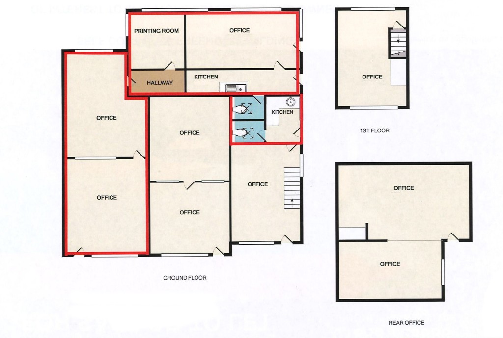 Lot: 11 - DETACHED PROPERTY ARRANGED AS OFFICES AND GARAGES WITH POTENTIAL - Office Floor Plan
